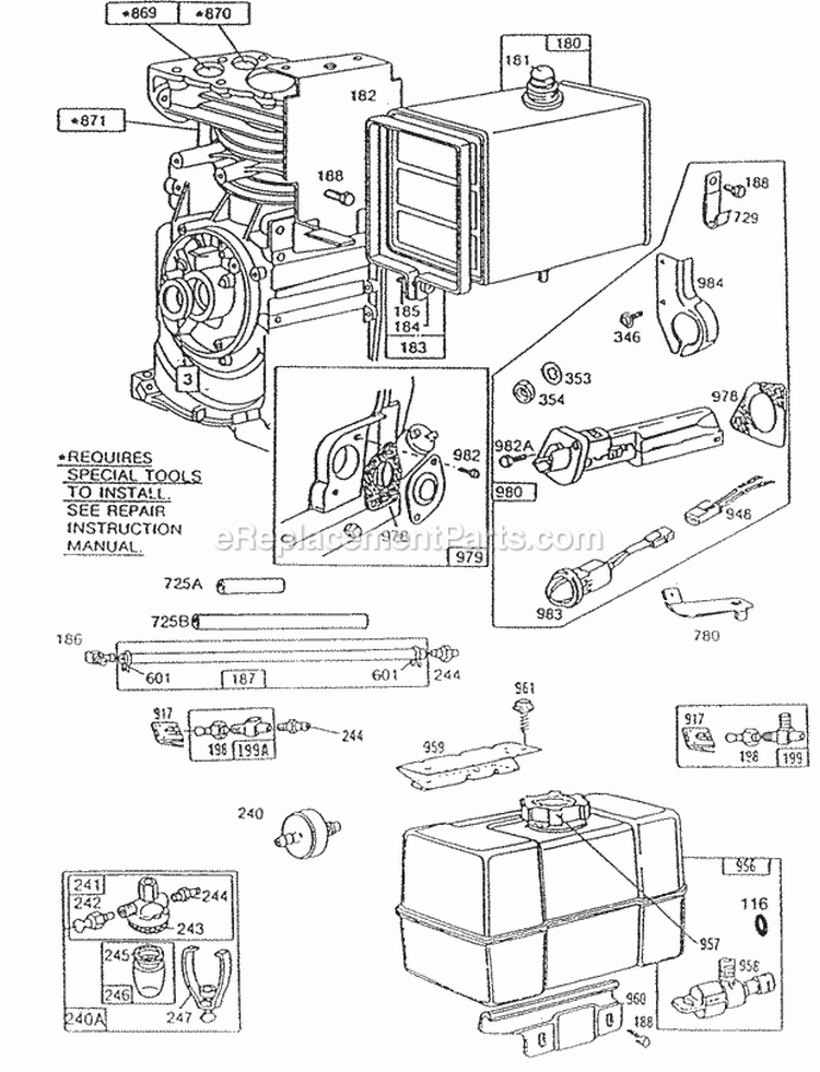 Fuel Tanks Oil Gard Hoses Diagram and Parts List for  Briggs and Stratton Engine